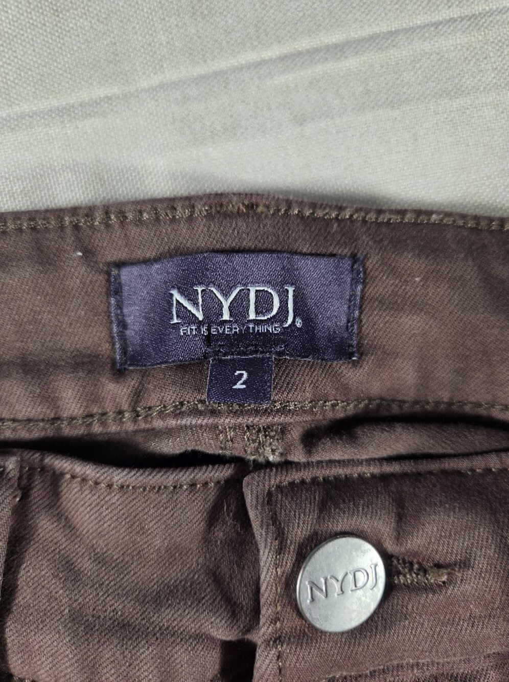 NYDJ Marilyn Straight Brown Pants Sz 2 - Picture 5 of 9